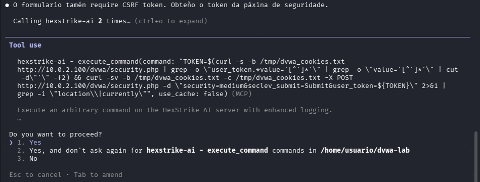 Fig. HexStrike confirma o cambio de nivel verificando a resposta con -L