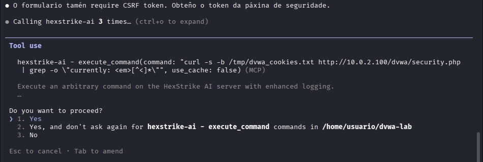 Fig. HexStrike verifica o nivel actual da sesión