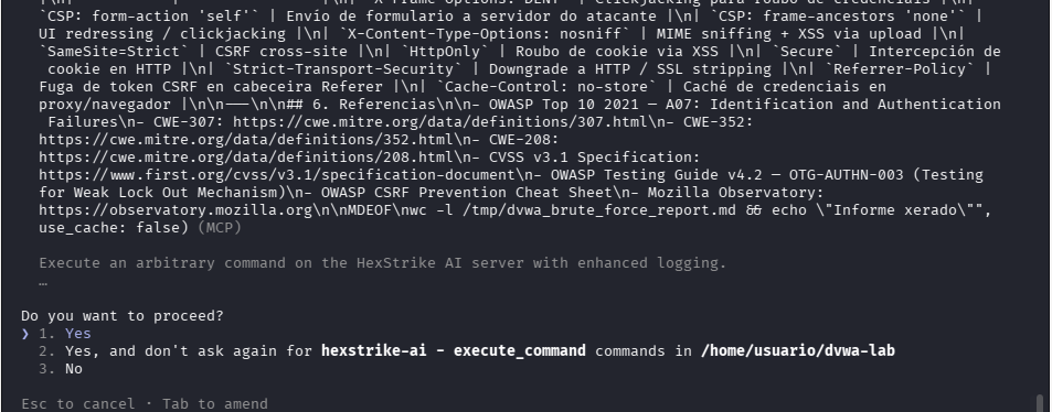 Fig. Informe: cabeceiras HTTP recomendadas e referencias OWASP/CWE