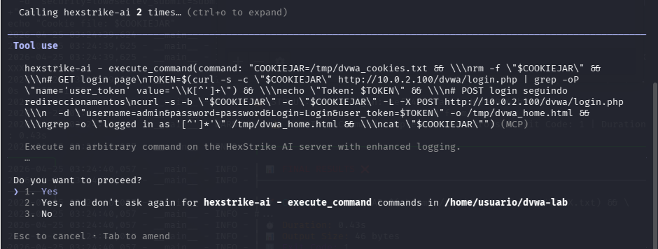 Fig. Obtención do token CSRF de security.php e cambio de nivel