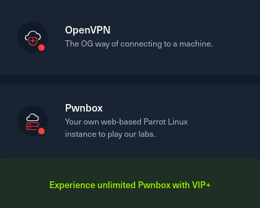 Fig. PwnBox ou VPN