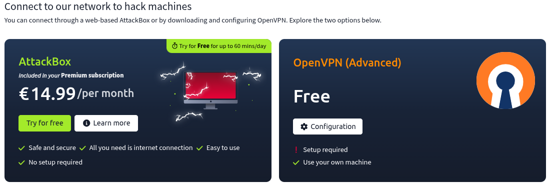 Fig. AttackBox ou VPN