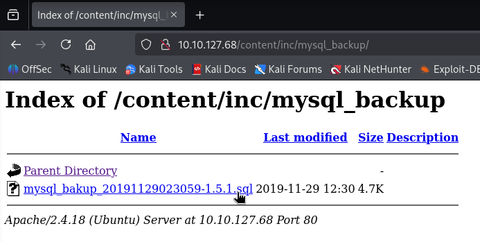 Fig. Ficheiro backup