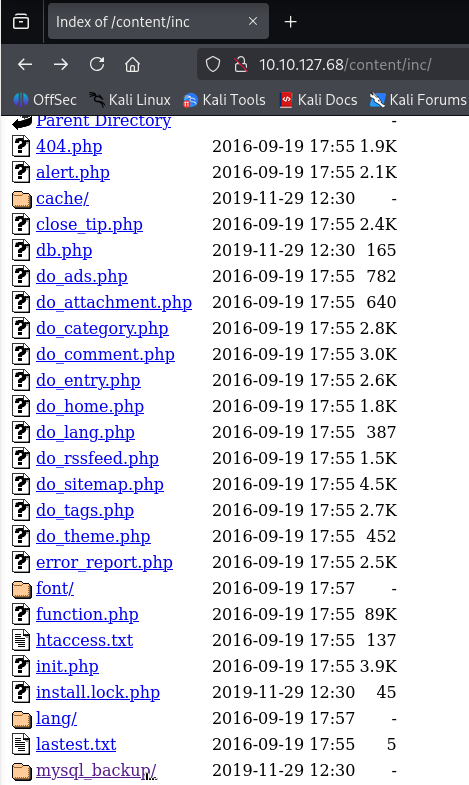 Fig. Directorio de backups