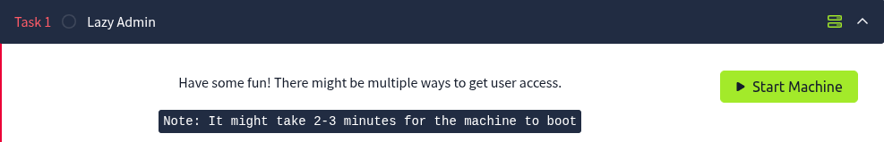 Fig. LazyAdmin - Start Machine