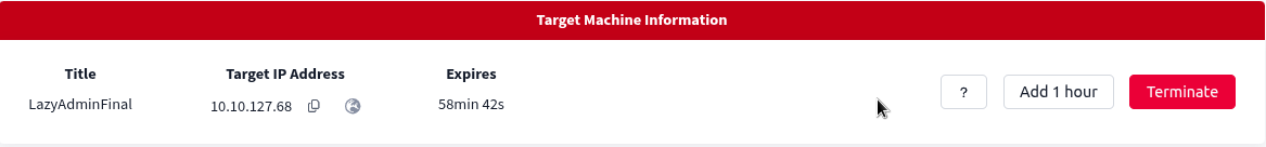 Fig. LazyAdmin - Info para acceder