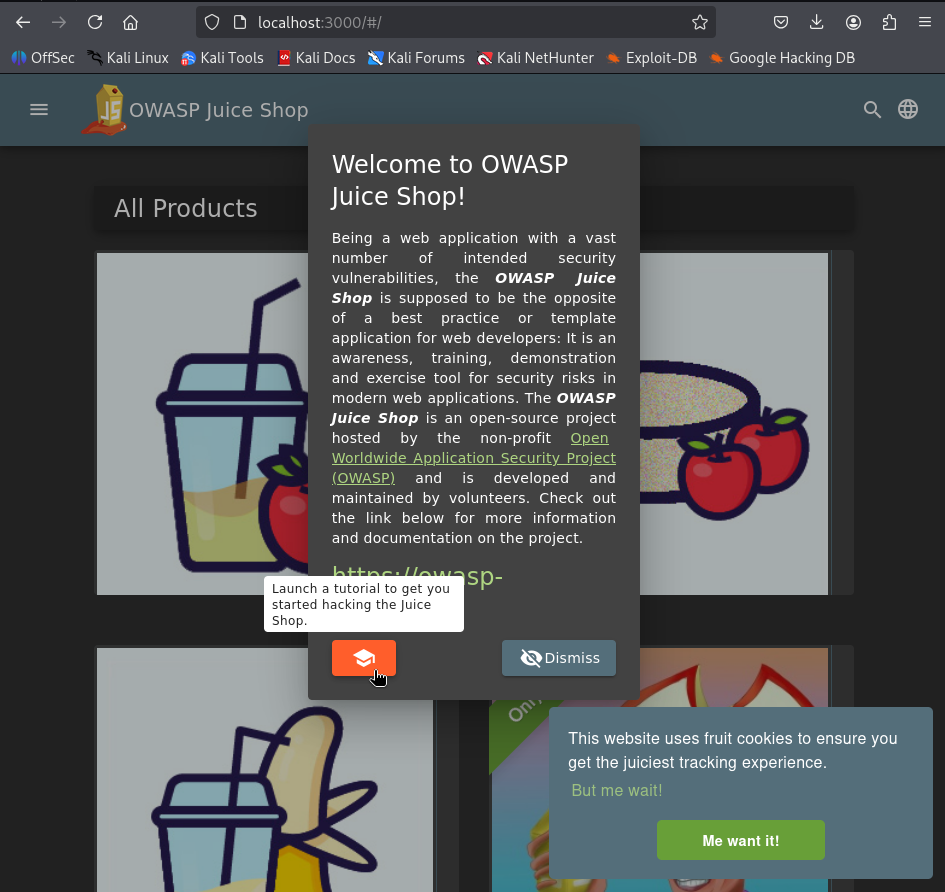 Fig. OWASP Juice Shop - http://localhost:3000