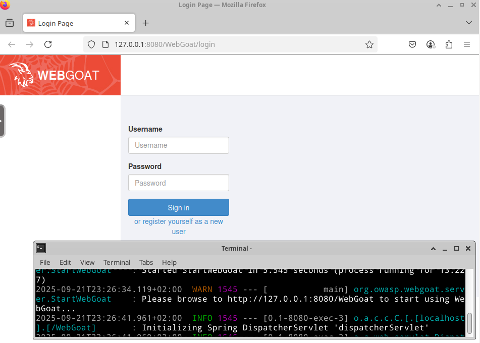 Fig. OWASP WebGoat started