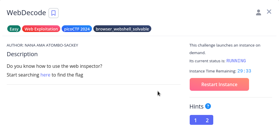 Fig. WebDecode - URL ofrecida no reto