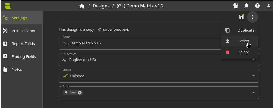 Fig. SysReptor - Design - Export