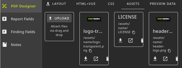 Fig. SysReptor PDF Designer - ASSETS