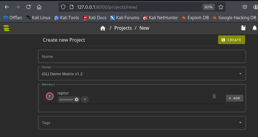 Fig. SysReptor - Create Project