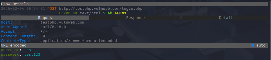 Fig. Captura de credenciais - mitmproxy